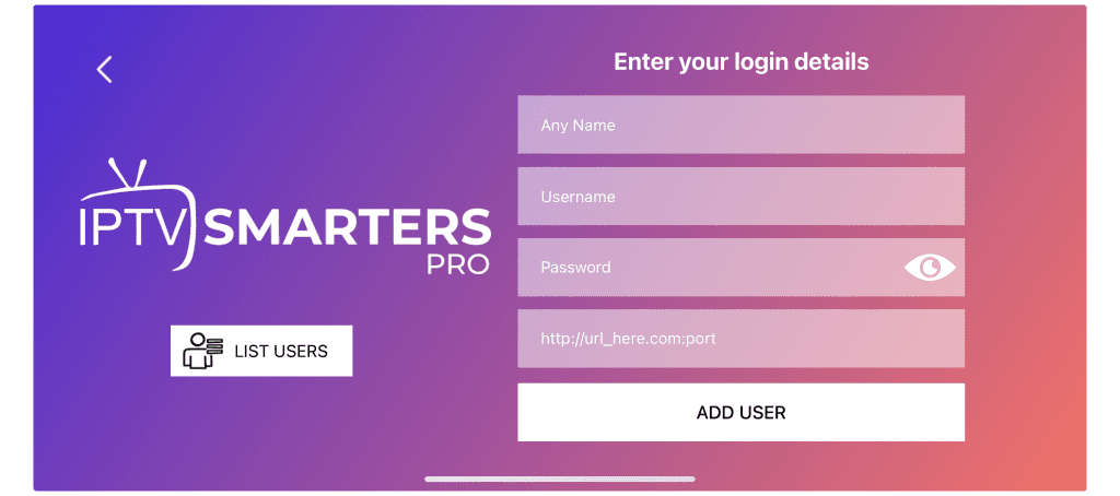 On the next screen you will need to put your Username, Password, and the Portal URL, which were provided by Xtreme HD IPTV.